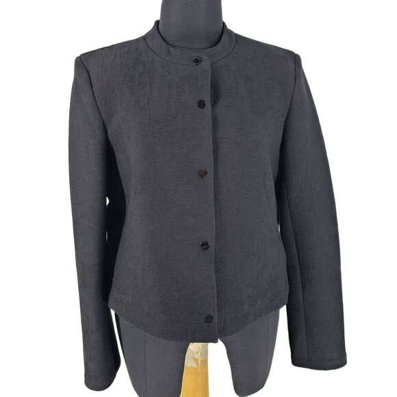 Sandro Paris Black Ribbed Cropped Cardigan Jacket French Girl Minimalist Capsule - Picture 1 of 13